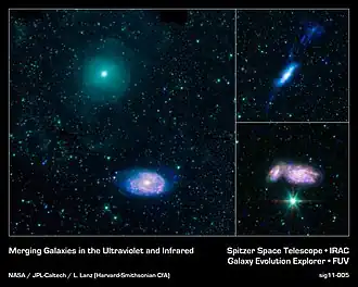 NGC 470 et NGC 474 sont en interaction gravitationnelle (panneau de gauche). C'est peut-être la raison pour laquelle plusieurs identifient ces deux galaxies à Arp 227.