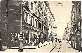 La « Maison Moos » vers 1906 Rue du Rhône 29 à Genève