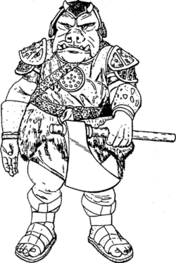 Dessin d'un homme avec une tête de cochon.