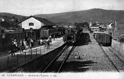 Intérieur de la gare vers 1900, arrivée de l'Express