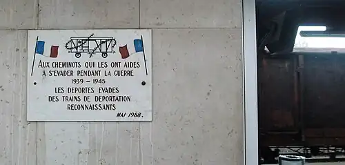 Plaque aux cheminots 1939-1945.