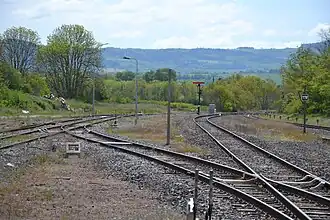 Bifurcation entre les lignes vers Le Puy (à gauche) et Nîmes (à droite).