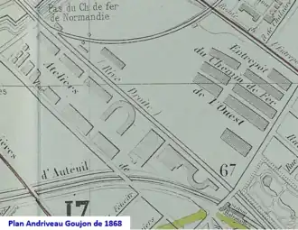 Gare des marchandises et dépôt en 1868.