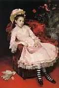 Portrait d'une jeune fille en robe rose, huile sur toile, Raimundo de Madrazo y Garreta, (1890)