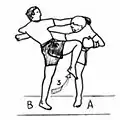 Diagonal knee-kick .