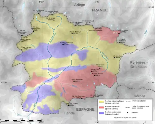 Carte géologique de l'Andorre