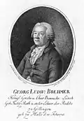 Le juriste Georg Ludwig Boehmer&nbsp;(de), professeur ordinaire de la faculté en 1774.