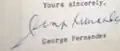 Signature de George Fernandes