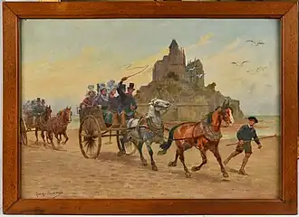 Attelage devant le Mont Saint-Michel