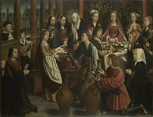 Les Noces de Cana, avec Jean de Sedano, son fils et son épouse, Gérard David, vers 1500
