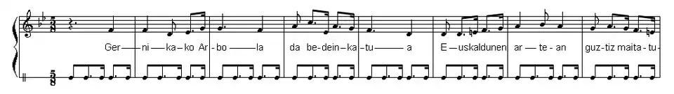 Partition rythme et chant à cinq temps