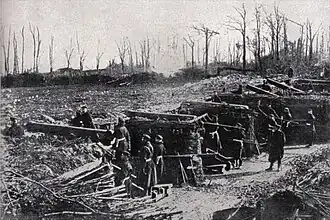 La batterie prussienne no&nbsp;8 Kronprinz formée avec des canons pris aux troupes françaises et qui sont dirigés sur Paris