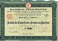 Part bénéficiaire d'une banque en 1930 avec signature d'administrateurs.