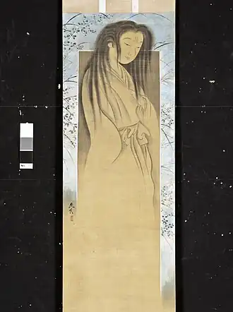Shibata Zeshin. Fantôme. Rouleau vertical, encre et argent sur soie. XIXe&nbsp;siècle. LACMA