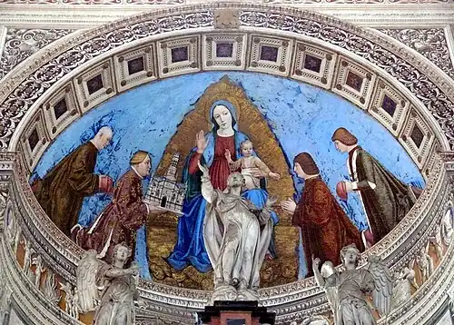 Ambrogio Bergognone, Le duc Jean Galéas fait don de la Chartreuse à la Madone.
