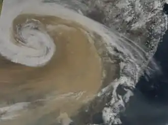 Image satellite du nuage brun d'Asie.