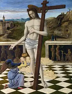Le Sang du Rédempteur, v. 1460. Tempera à l'œuf / bois, 47&nbsp;×&nbsp;37&nbsp;cm. National Gallery. Londres