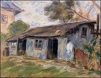 Baraque tsigane à Iaşi (1983), pastel, 50&nbsp;×&nbsp;65&nbsp;cm, collection particulière.