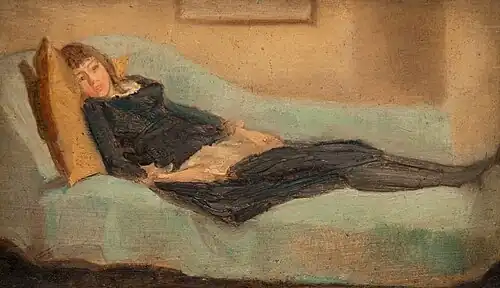 Jeune fille allongée sur un sofa, 1880