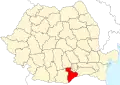 Map of Romania highlighting Giurgiu County