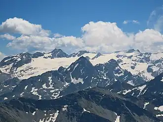 Le glacier du Ruitor depuis Lancebranlette au nord-ouest.