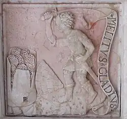 Jeune homme frappant une ruche de son glaive