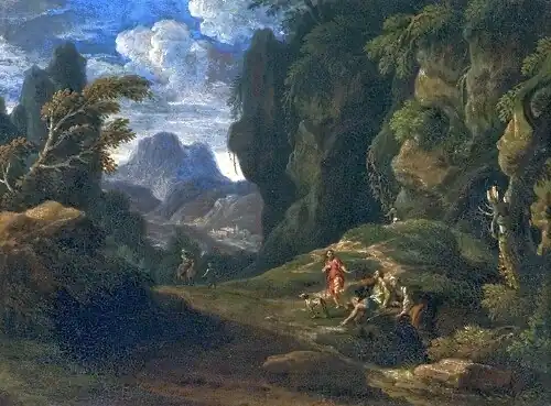 Rocky landscape with vagrants, Palais de Wilanów, Varsovie.
