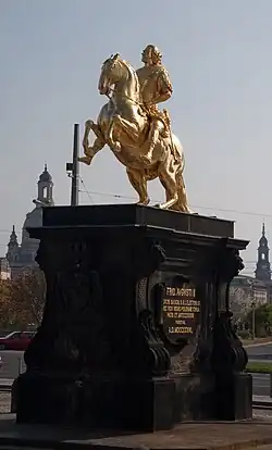 Goldener Reiter, 1733, Dresde. Œuvre de François Coudray achevée par Vinache.