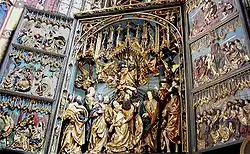 Bois polychrome du retable de Cracovie, une des œuvres majeures de Veit Stoss.