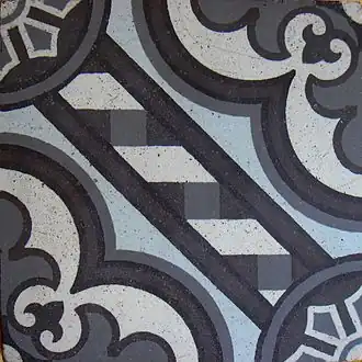 Manufacture Paul Charnoz, Paray-le-Monial, Carreau, XIXe&nbsp;siècle, grès cérame coloré dans l'épaisseur, localisation inconnue.