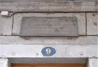 Plaque dédiée à Ernest Hébert
