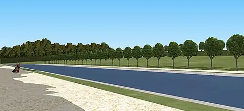 Restitution de la vue sur la "grande pièce d'eau" du château de Frémont, Ris-Orangis, 1704.