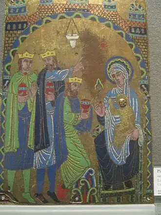 plaque de l'Adoration des Mages de l'abbaye de Grandmont.