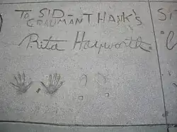 Empreintes de Rita Hayworth.