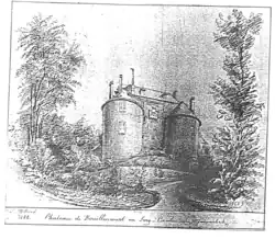 Gravure du château de Bouillancourt (1866) - vue de l'Ouest.