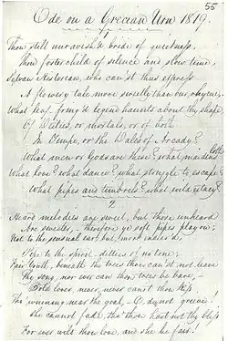 texte manuscrit de 1820, strophes 1 et 2