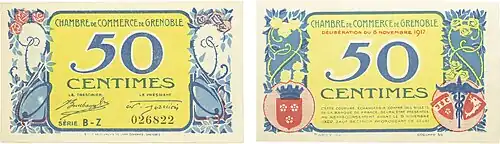 Billet de 50 centimes de la Chambre de Commerce de Grenoble du 8 novembre 1917