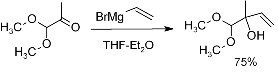 Exemple d'alkylation d'un composé organique par le bromure de vinylmagnésium.