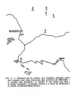 La situation de la Grotte de Baume Loubière (n°3) par rapport aux autres grottes de la région