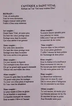Cantique à saint Vital.