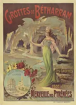 Illustration avec la mention « GROTTES de BÉTHARRAM MERVEILLE des PYRÉNÉES ».