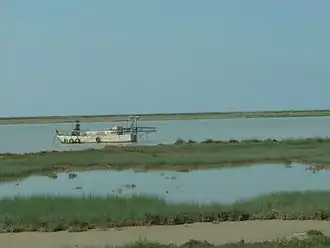 Bateau de pêche pour l'anguille et la crevette, sur le Guadalquivir à Trebujena