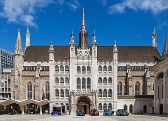 Guildhall, hôtel de ville de la Cité de Londres (Royaume-Uni).