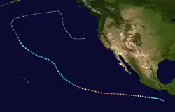 Parcours de l'ouragan Guillermo