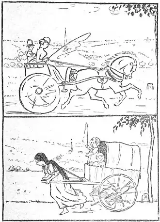 Guimbarde à gavés et roulotte à mendigots.