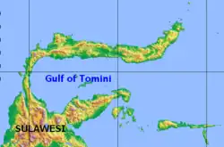Carte du golfe de Tomini.