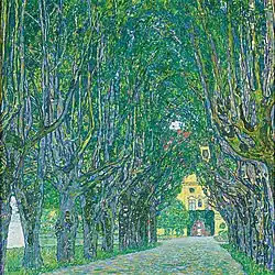 Allée dans le parc du château de Kammer (1912), huile sur toile (110&nbsp;×&nbsp;110&nbsp;cm), Österreichische Galerie Belvedere (Vienne).