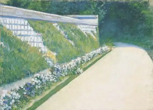 Le Mur du jardin potager, Yerres (pastel), 1877.Collection privée, vente 2005.