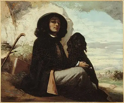 Autoportrait au chien noirvers 1842