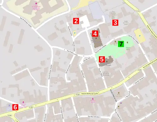 Carte indiquant les monuments d'une ville.